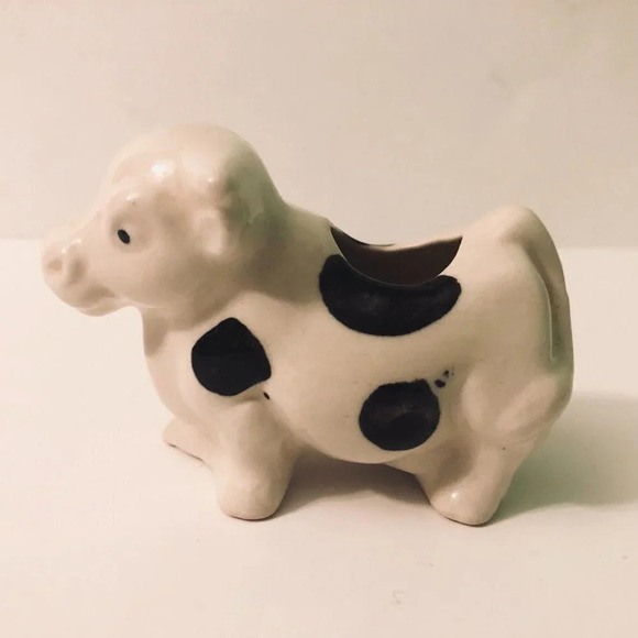 Vintage Lot of 2 Ceramic Cow With Spots  Toothpick Holder Japan - Picture 10 of 16